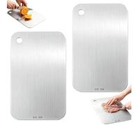 2 Pièces Planche A Decouper en Titane Cuisine Acier Inoxydable Multifonction Titan Cutting Board Inox Planche à PLANCHE A DECOUPER