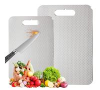 2 Pièces Planche à Découper en Titane, planche à découper en titane Multifonction 2025, Planche à Découper Double Face en Titane de Qualité Alimentaire, pour Garantir le Goût Original（39*28CM+34*23CM）