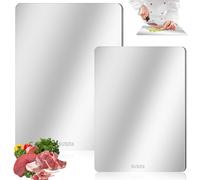 Lot de 2 planches à découper en titane S316 - En acier inoxydable - Double face - Qualité alimentaire - Planche à découper épaisse - Pour viande, pain, légumes, fruits, pain
