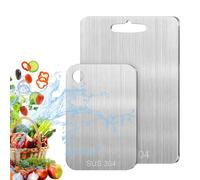 2 Pièces Planche à Découper Inox, Planche à Découper Double Face en Métal de Qualité Alimentaire, Planche À Découper Antiadhésive En Acier Inoxydable (34 * 23cm+25 * 15cm)