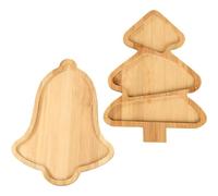2 pièces Planche de charcuterie de noël Arbre noël et Cloche Plateau Service en Bois, Fournitures décoration Table pour la fête d'hiver à la Maison