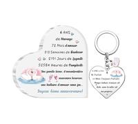 2 Pièces Plaque Acrylique Porte-clés Ensemble Mariage Anniversaire Cadeaux Femme Mari Apprécier Signes Cœur Mon Homme Bureau Fléchage Souvenirs d'une Histoire d'amour Heureuse pour Toujours (6 ANS)
