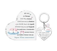 2 Pièces Plaque Acrylique Porte-clés Ensemble Mariage Anniversaire Cadeaux Femme Mari Apprécier Signes Cœur Mon Homme Bureau Fléchage Souvenirs d'une Histoire d'amour Heureuse pour Toujours (45 ANS)