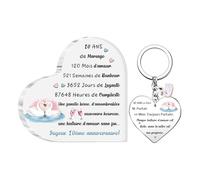 2 Pièces Plaque Acrylique Porte-clés Ensemble Mariage Anniversaire Cadeaux Femme Mari Apprécier Signes Cœur Mon Homme Bureau Fléchage Souvenirs d'une Histoire d'amour Heureuse pour Toujours (10 ANS)