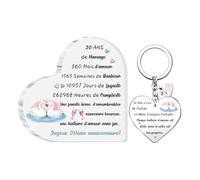 2 Pièces Plaque Acrylique Porte-clés Ensemble Mariage Anniversaire Cadeaux Femme Mari Apprécier Signes Cœur Mon Homme Bureau Fléchage Souvenirs d'une Histoire d'amour Heureuse pour Toujours (30 ANS)