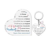 2 Pièces Plaque Acrylique Porte-clés Ensemble Mariage Anniversaire Cadeaux Femme Mari Apprécier Signes Cœur Mon Homme Bureau Fléchage Souvenirs d'une Histoire d'amour Heureuse pour Toujours (8 ANS)