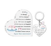 2 Pièces Plaque Acrylique Porte-clés Ensemble Mariage Anniversaire Cadeaux Femme Mari Apprécier Signes Cœur Mon Homme Bureau Fléchage Souvenirs d'une Histoire d'amour Heureuse pour Toujours (4 ANS)
