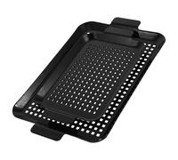 2 Pièces Plaque de Barbecue Rectangulaire Noir en Acier Inoxydable | Perforée, Poignées Confortables, Usage Camping et Extérieur, pour Oignons et Poisson
