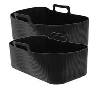2 Pièces Plaque de Cuisson en Silicone Noire, pour Friteuse à Air | Revêtement Antiadhésif Réutilisable, Poignée Intégrée, pour Cuisson au Four ’huile