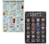 2 Pièces Plaque en Métal, Affiche Murale, Plaques de Recette de Cocktail, Décoration Poster Peinture Vintage - 19,5x29,5 cm