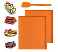 2 Pièces Plaque Genoise, 25 X 30 cm Tapis à Gâteau Roulé Suisse avec Spatule, Antiadhésives Plaque Silicone Feuilles de Déshydrateur en Silicone avec Bord pour Cuirs de Fruits, Rouleaux de Gâteaux