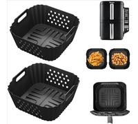2 Pièces Plat Air Fryer pour Ninja Double Stack XL 7,6L Friteuse Sans Huile SL300EU, Sans BPA Moule Silicone Air Fryer(14,5 x 14,5 x 8CM), Accessoires Air Fryers pour Dual Zone Friteuse à Air