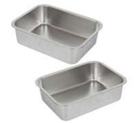 2 Pièces Plat de Buffet Rectangulaire 1,5 L en Acier Inoxydable | Récipient Alimentaire Léger, Facile à Tenir, Compatible Lave-vaisselle, pour Service et Rangement