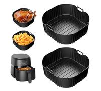 2 Pièces Plat Silicone Air Fryer, Réutilisable Moule En Silicone Pour Air Fryer, Airfryer Moule Silicone, Pour Russel Hobbs XXL 4L, Philips NA229/00 4.2L, Philips NA320/00 4.2L (Noir)