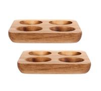 2 Pièces Plateau à Œufs en Bois D’acacia Marron pour Réfrigérateur | Rainures et Alvéoles, Format Compact 4,20 × 4,20 × 1,60cm, Style Rustique Vintage