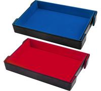 2 Pièces Plateau de Dés Magnétique Piste de Dés Pliable Rectangulaire Dice Tray pour DND RPG Jeux de Table (Rouge,Bleu Royal)