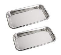 2 Pièces Plateau Dentaire en Acier Inoxydable Plateau Chirurgical Durable Plateau d'Instruments Médicaux pour Laboratoire, Clinique, Dentist
