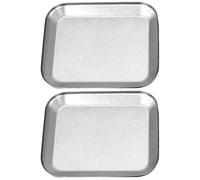 2 pièces Plateau Magnétique pour Pièces en Métal, 10,6x8,6x1,4cm | Forme Carrée Argentée, Surface Polie Lisse, pour Écrous et Forets, Organisation Maison ou Établi