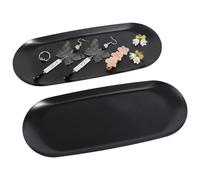 2 Pièces Plateau Noir Rectangulaire pour Salle de Bain - Mini Plateau pour Dessert, Cosmétiques, Bijoux et Parfums