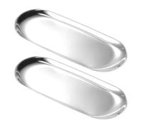 2 Pièces Plateau Ovale argenté en Acier Inoxydable, Plateaux de Service Acier Inoxydable, Plateau Ovale, Plateau de Salle de Bain, pour Café, Gâteau, Cosmétiques, Bijoux, Bougies (23 * 9,5 cm)