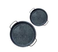 2 Pièces Plateau Rond en Fer Forgé avec Poignée, Vieux Style, Noir | Deux Tailles Disponibles, Grosse Capacité de Rangement, Léger et Robuste, pour Accessoires Cuisine et Usage Photo