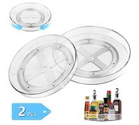 2 Pièces Plateau Tournant Cuisine Rotatif 360°, Transparent Plastique Étagère Lazy Susan Rangement Organisation Placard pour Epices Snack Bouteille, Cosmétique, Fruit Organisateur Frigo (23.5cm+27cm)