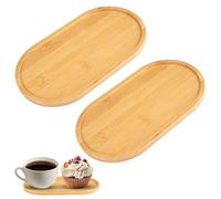 2 Pièces Plateaux Ovale en Bois Bambou, 18.5 x 10.5 cm