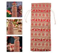 2 Pièces Pochette à Bouteille Rouge à Cordon, Textile | Motif Festif pour Vins et Spiritueux, Col Extensible, Lien Ajustable, Protection les Rayures, Table de Fête