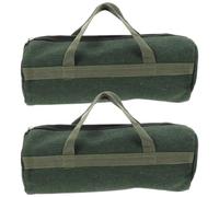 2 Pièces Pochette à Outils Multifonction Portable Grosse Capacité | Toile de Coton Verte, Anti-rayures et Antidérapante, Poignée Pratique, pour Menuisiers et Époux