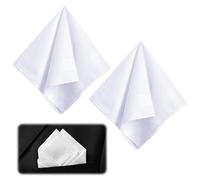 2 Pièces Pochette Costume Homme Mouchoir Carré,Mouchoirs en Soie,Qualité pour Homme pour Business Soirée Mariage Pochette Costume,Grande Taille Style Square Mouchoirs 100% Coton, 40cm x 40cm (Blanc)
