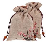 2 Pièces Pochette de Perles de Bouddha en Tissu Cordon de Serrage | Double Couche, Motif Lettres Délicat, pour Biscuits, Sachets de Thé et Petites Fêtes