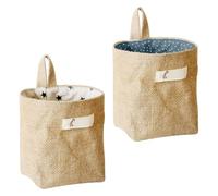 2 Pièces Pochette de Rangement Suspendue Murale, Coton Lin, Marron | Porte Arrière, Capacité Rationnelle, Usage Maison et Dortoir, Organisation D’objets, Style Simple