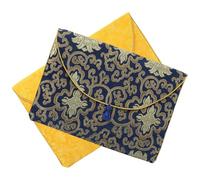 2 Pièces Pochette en Tissu Brodé Bouddhiste Nœud Chinois | Doublure Rembourrée, Style Ethnique Antique, Transport Pratique, Adaptée aux Chapelets, Dossiers et Objets de Bureau