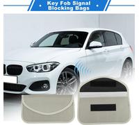2 Pièces, Pochette Faraday, Sacs de Blocage de Signal RFID Universels pour Clé de Voiture Démarrage sans Clé, Protecteur de Clé Fob en Tissu Oxford Blanc Argenté