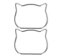 2 pièces poignée de sac à main en forme de chat, poignées conception demi-ronde uniques accessoires matériel bagage en fer remplacement pour le crochet tissé à la main et le sac (Silver)