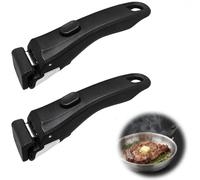 2 Pièces Poignée Détachable pour Casserole Universelle Amovible Résistante à la Chaleur 250°C Support 10kg Poignée Antidérapante Compatible avec Tefal la Plupart des Ustensiles de Cuisine (Noir 2pcs)