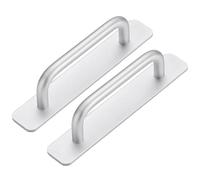 2 pièces poignées d'armoire adhésives en alliage d'aluminium poignées de tiroir aide avec poignée de porte adhésive pour armoire cuisine fenêtre placard coulissant (5.83, argent), peler e