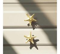 2 pièces Poignées de placard en forme d'étoile de mer en métal - Boutons de tiroir en métal brillant, poignées de décoration pour cuisine et maison, design compact à trou unique, forme cylindrique, ac