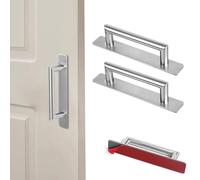 2 Pièces Poignées de Porte Autocollantes, 150*35*25mm Poignées Autocollantes en Acier Inoxydable, Poignee de Meuble Cuisine, Poignées de Porte Coulissante pour Meuble Armoire Chambre à Coucher, Argent