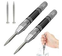 2 pièces Pointeau Automatique, Pointeau Central Automatique,Poinçons Centraux à Ressort Tension,Pointeau Automatique Impact Réglable,pour Bois, Mur, Metal, avec 2 Pièces Pointes de Rechange