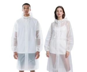 2 Pièces Poncho Pluie Imperméable Transparent EVA 115 cm avec Capuche et Manches, Réutilisable, Cape de Pluie Unisexe, Poncho Impermeable pour Festival, Outdoor & Voyage