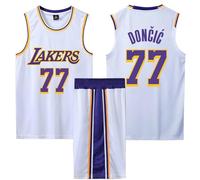 2 Pièces Pop Maillot Basket Enfant/Adulte, Basketball Jersey et Short Ensemble de Maillot, Maillot sans Manches + Pantalon Court Enfants/Adulte, Maillot Basketball Enfant/Adulte Blanc M