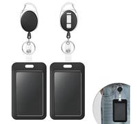 2 Pièces Porte Badge Coulissant Vertical avec Porte Clef Extensible - Support Badge Support Badge pour Carte Navigo, Identité, Professionnelle