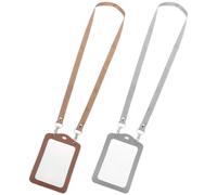 2 Pièces Porte-badge D'identification Double Face Lanière, Étui Pu | Protection Stable, Rangement des Cartes, Structure Peu Déformable, Alliage D'aluminium et Ruban Soyeux