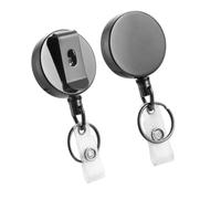 2 Pièces Porte-badge Rétractable en Métal Noir avec Clip Pivotant | Cordon Rétractable, Léger et Facile à Nettoyer, pour Concerts, Conventions, Bénévoles et Usage Bureau