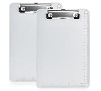 2 Pièces Porte-Bloc en Aluminium A5,Planches à Pince avec des Clips Métallique Caoutchoutée,Clip Planches avec Règle Graduée,Bloc à Pince pour École Bureau (Argent, A5)