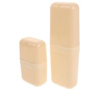 2 Pièces Porte-brosse à Dents Beige, Étui Plastique Ps PP | Rangement Compact pour Toilette, Protège Brosse et Dentifrice, Usage Maison ou Paquet, Style Sobre