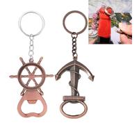2 Pièces Porte capsuleur, Décapsuleur Vintage Ancre et Gouvernail, Ouvre Bouteille de Bière, Porte Clés en de Drôle pour Bar, Amateurs de Bière, Fête, Anniversaire, Cadeau de la Fête des Pères