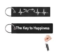 2 Pièces Porte Clé Moto, 13 x 3 cm Porte ccessoires avec Broderie en Tissu Double Face Matériau Solide pour Voiture Scooter Moto Cyclomoteur Tous les Pilotes Cadeaux pour Hommes Noir Blanc