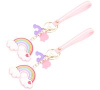 2 Pièces Porte-clés Arc-en-ciel de Cœur, Silicone Métal